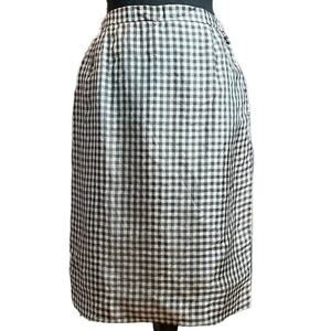 Vintage 50s Black Tan Gingham Pencil Skirt High Waist Size 2